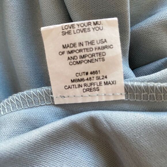 Show Me Your MuMu Caitlin Ruffle Maxi Dress Steel Blue Chiffon Women’s Medium - Picture 8 of 12